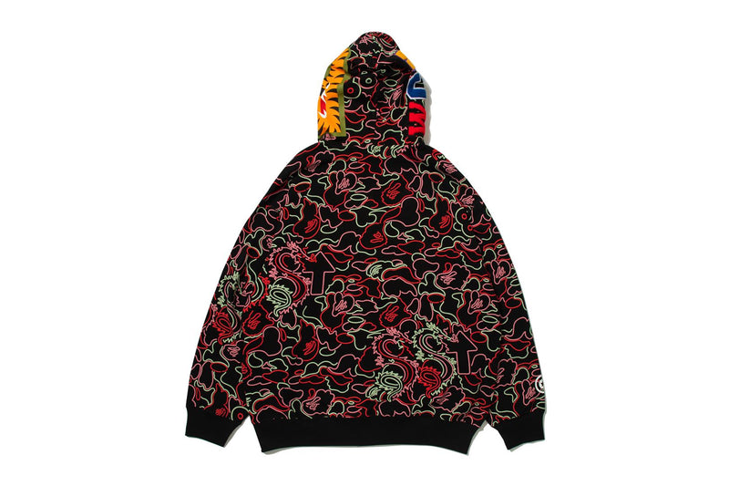 BAPE X 88RISING GLOW IN THE DARK CAMO SHARK FULL ZIP HOODIE