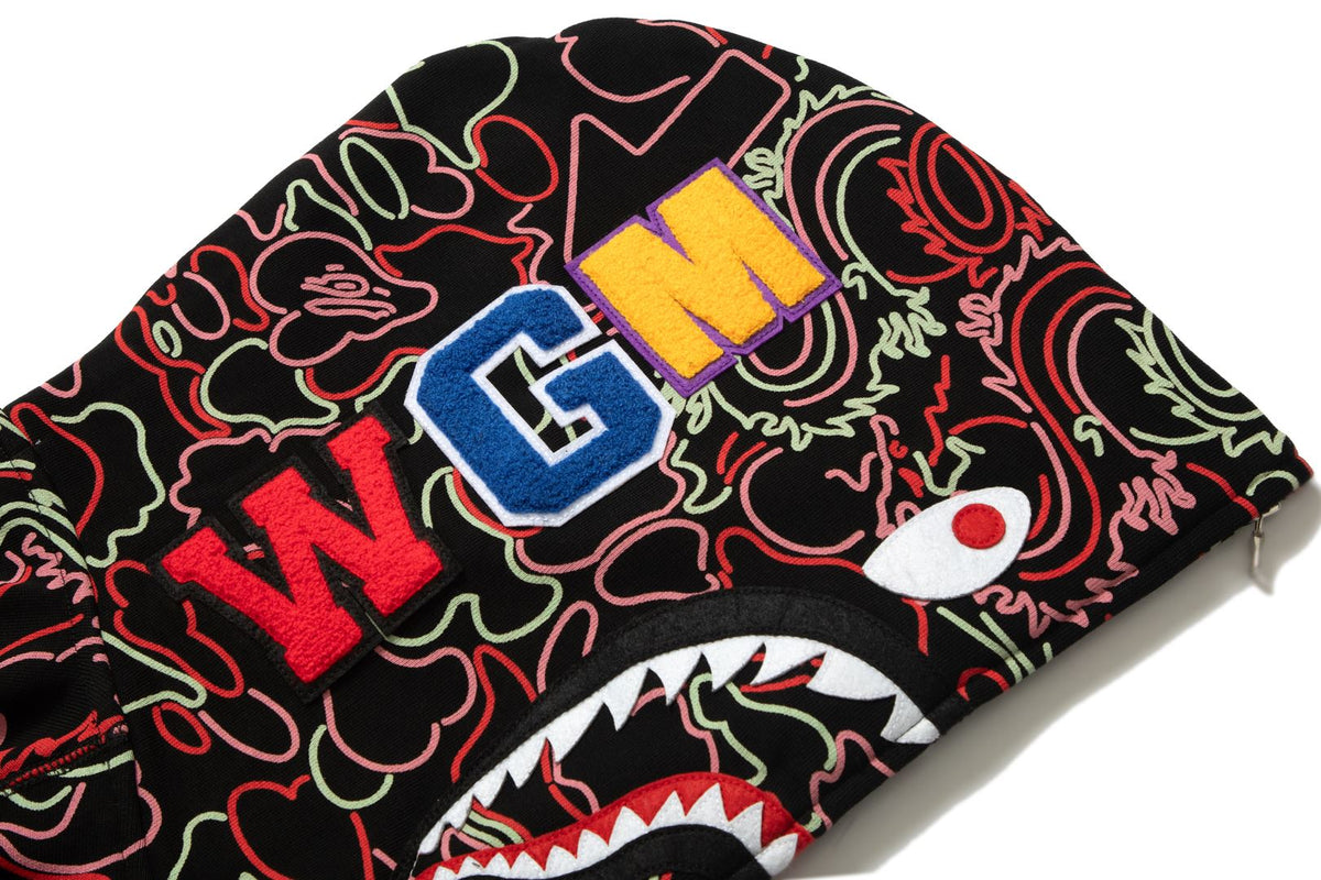 BAPE X 88RISING GLOW IN THE DARK CAMO SHARK FULL ZIP HOODIE