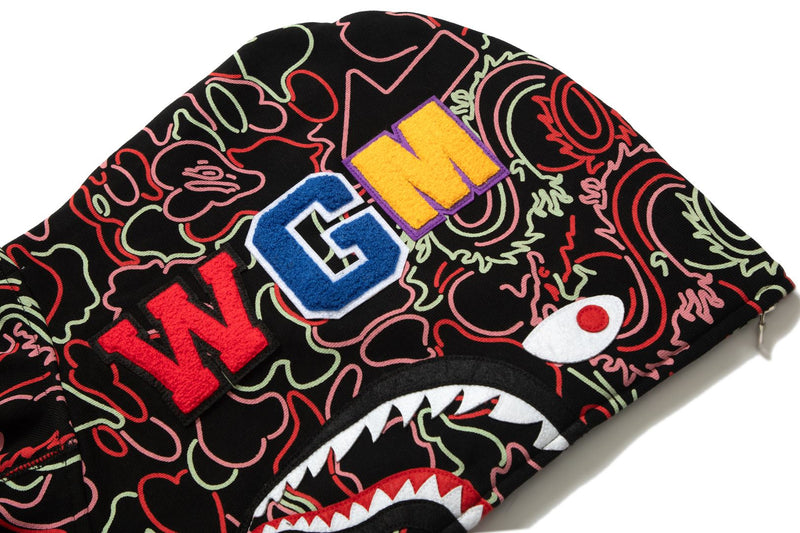 BAPE X 88RISING GLOW IN THE DARK CAMO SHARK FULL ZIP HOODIE
