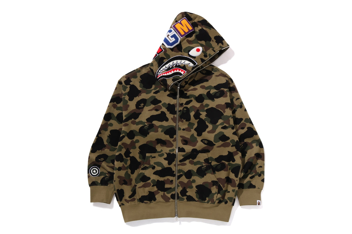 1ST CAMO JACQUARD SHARK RELAXED FIT FULL ZIP HOODIE