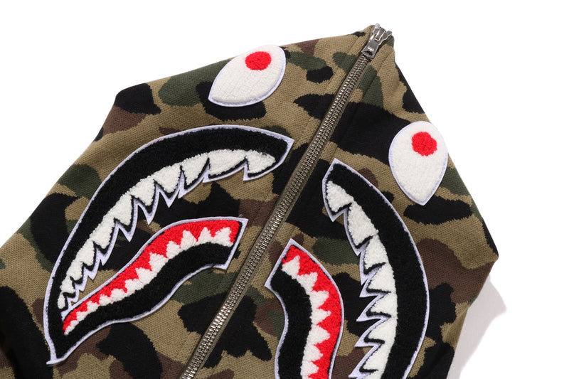 1ST CAMO JACQUARD SHARK RELAXED FIT FULL ZIP HOODIE