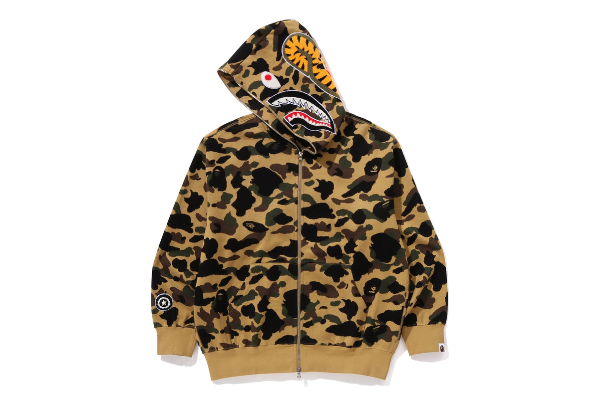 1ST CAMO JACQUARD SHARK RELAXED FIT FULL ZIP HOODIE