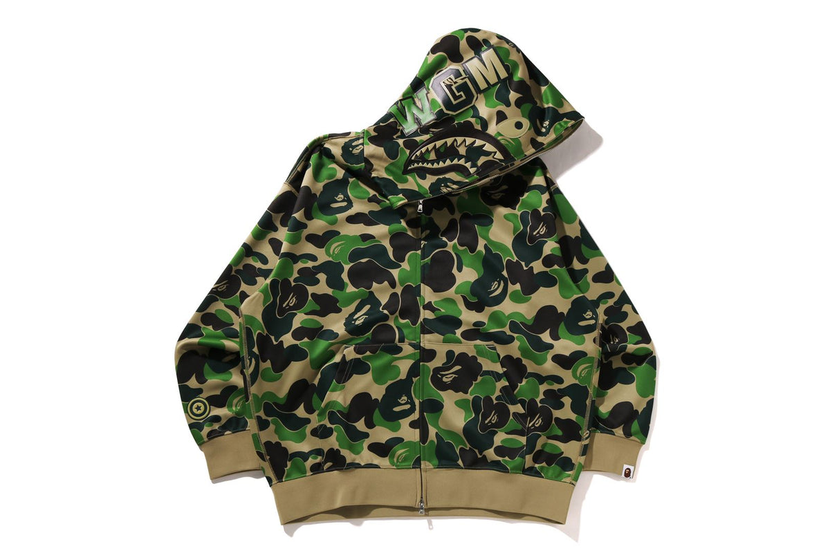 ABC CAMO POLYESTER RELAXED FIT SHARK FULL ZIP HOODIE