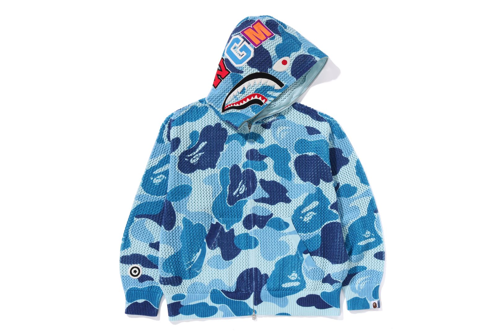 A BATHING APE® Abc Camo Crochet Relaxed Fit Shark Full Zip Hoodie