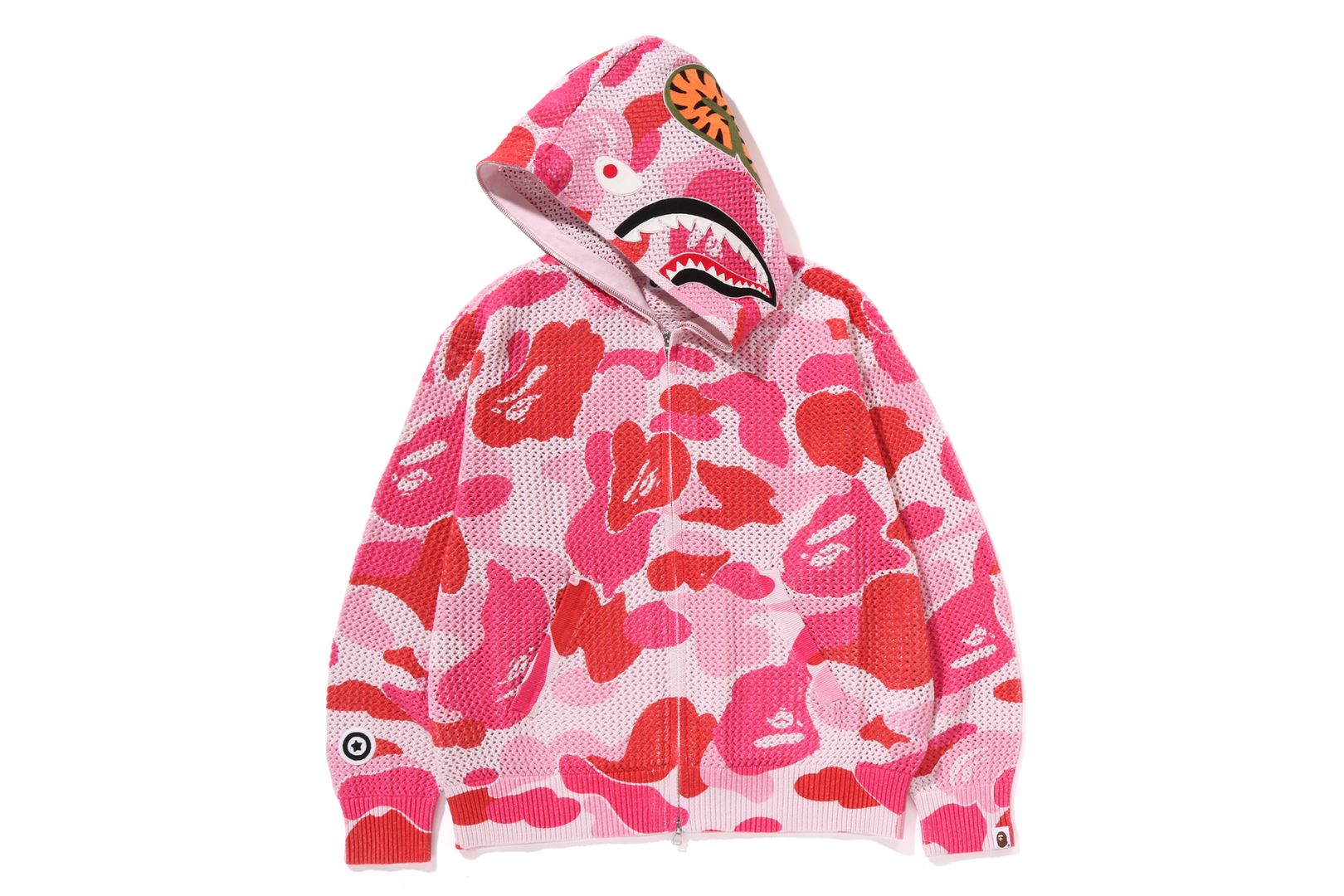 A BATHING APE® Abc Camo Crochet Relaxed Fit Shark Full Zip Hoodie