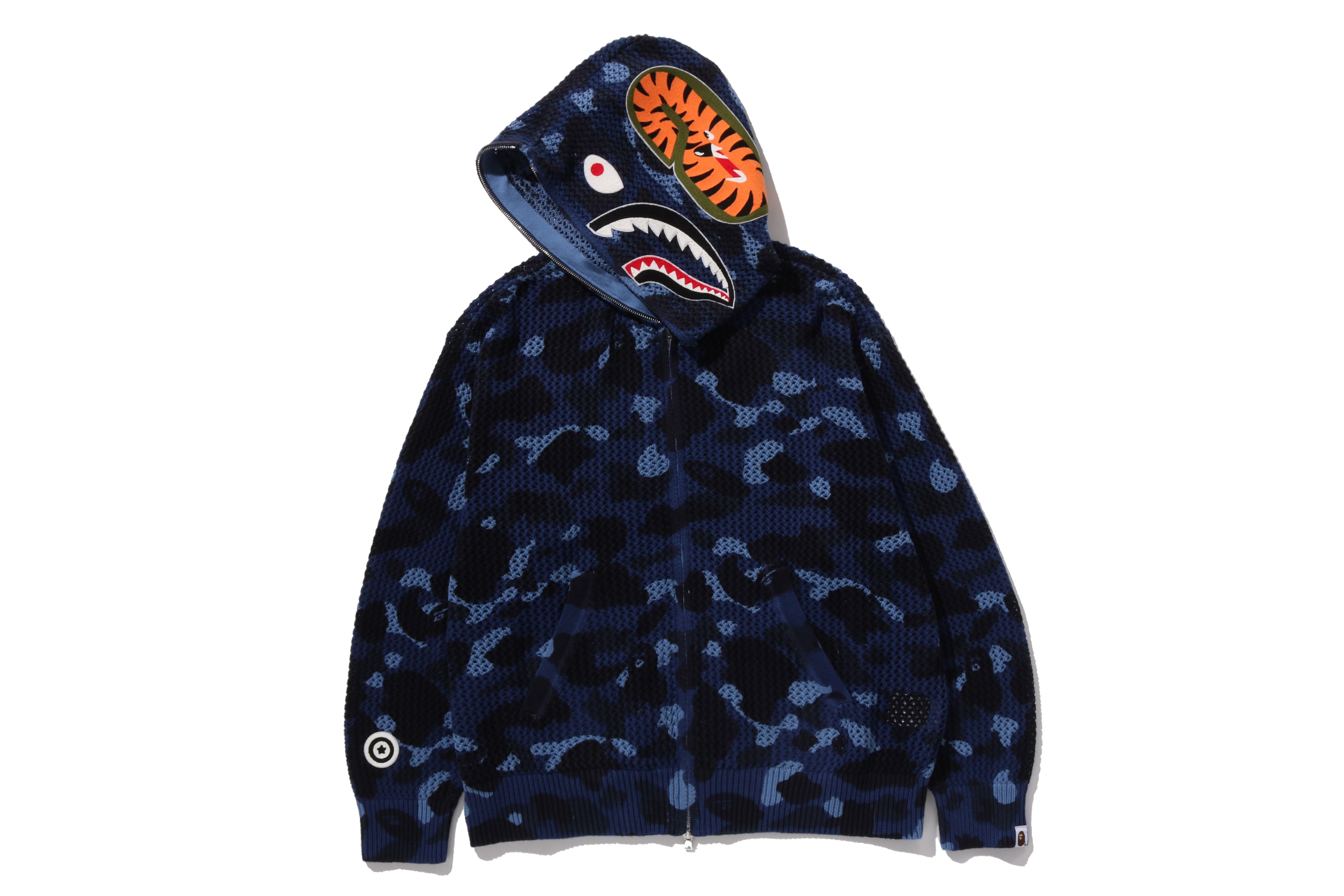 A BATHING APE® Color Camo Crochet Relaxed Fit Shark Full Zip