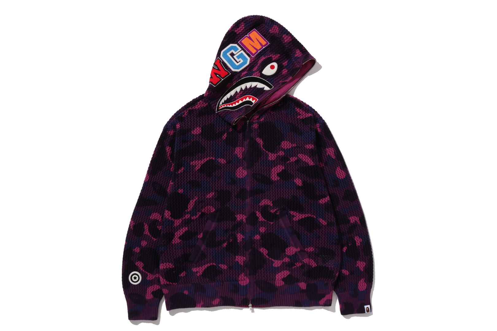 A BATHING APE® Color Camo Crochet Relaxed Fit Shark Full Zip
