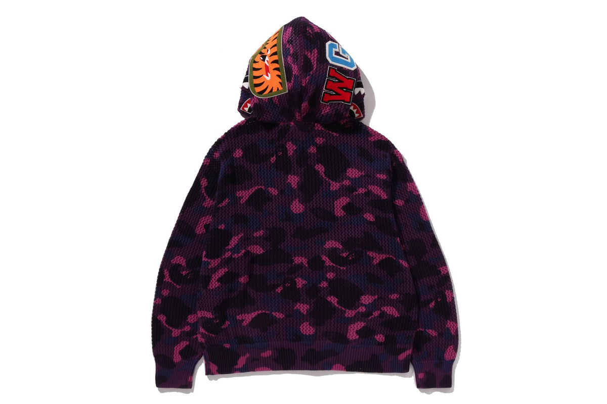 A BATHING APE® Color Camo Crochet Relaxed Fit Shark Full Zip