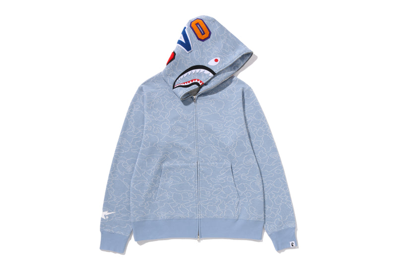 BAPE X OVO NEON 1ST CAMO JACQUARD SHARK FULL ZIP HOODIE