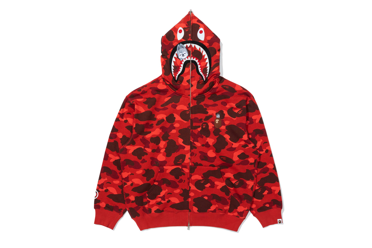 BAPE X STRAY KIDS CAMO SHARK RELAXED FIT FULL ZIP HOODIE