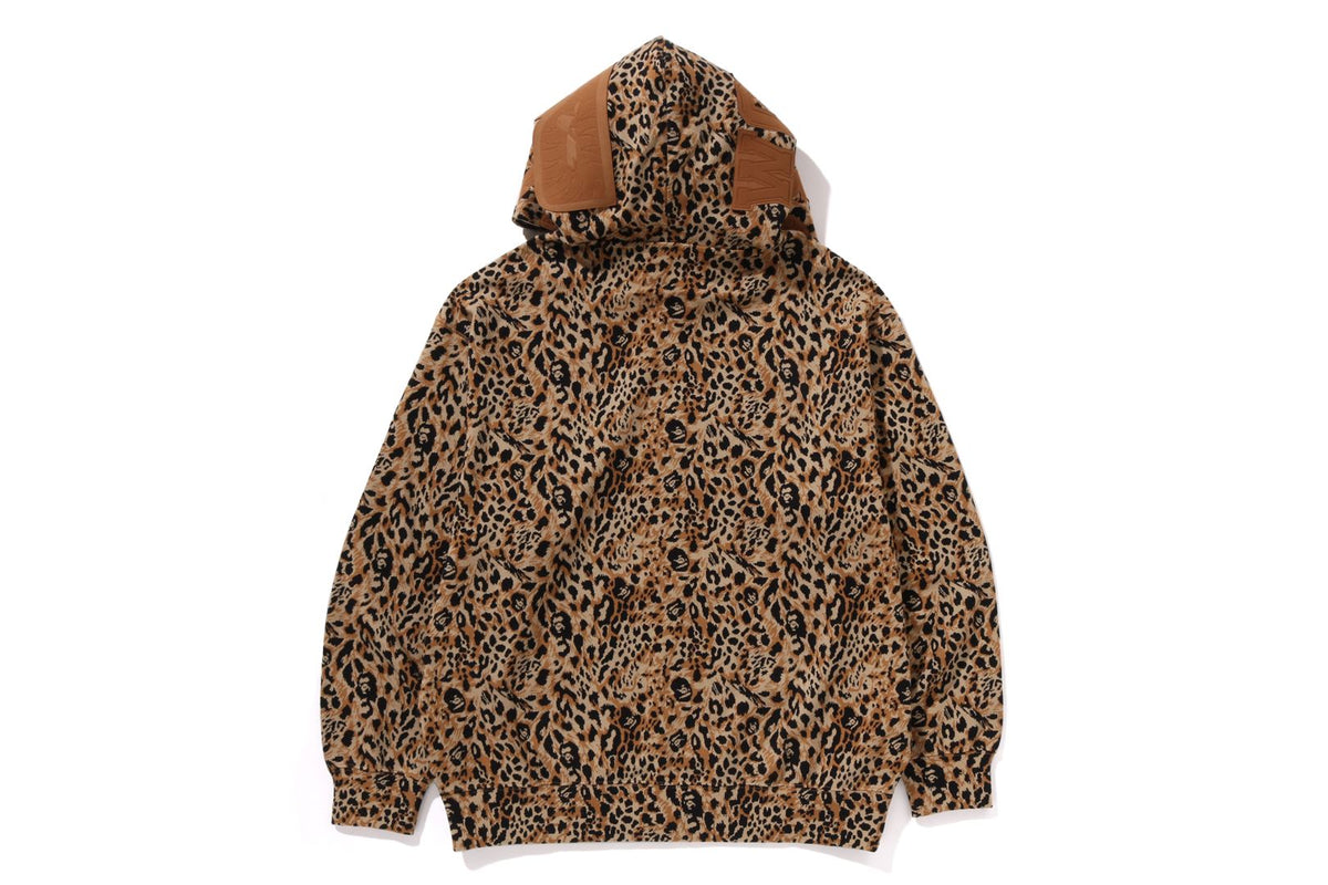 WILD LEOPARD PATTERN SHARK RELAXED FIT FULL ZIP HOODIE