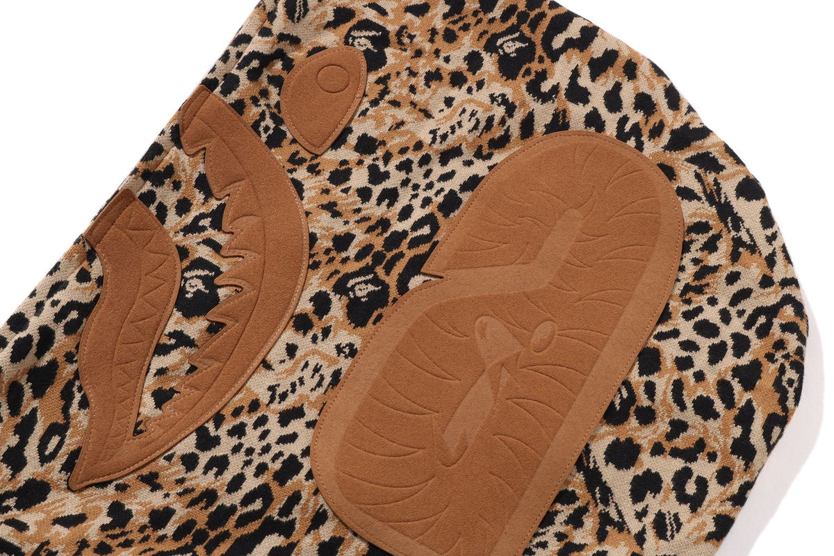 WILD LEOPARD PATTERN SHARK RELAXED FIT FULL ZIP HOODIE