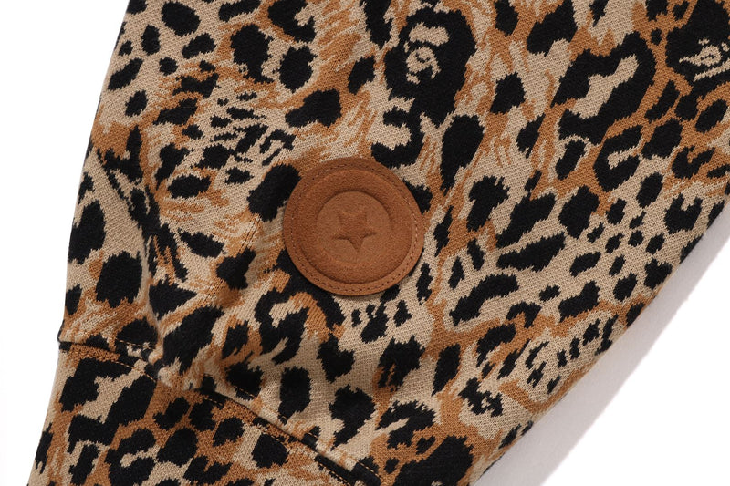WILD LEOPARD PATTERN SHARK RELAXED FIT FULL ZIP HOODIE