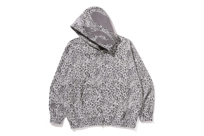 WILD LEOPARD PATTERN SHARK RELAXED FIT FULL ZIP HOODIE