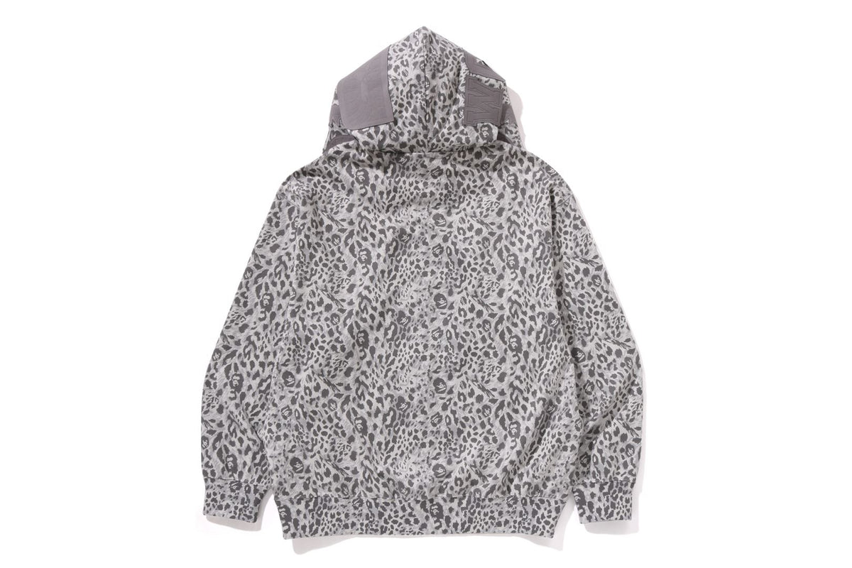 WILD LEOPARD PATTERN SHARK RELAXED FIT FULL ZIP HOODIE