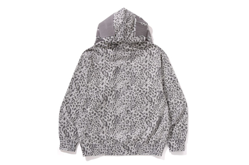 WILD LEOPARD PATTERN SHARK RELAXED FIT FULL ZIP HOODIE