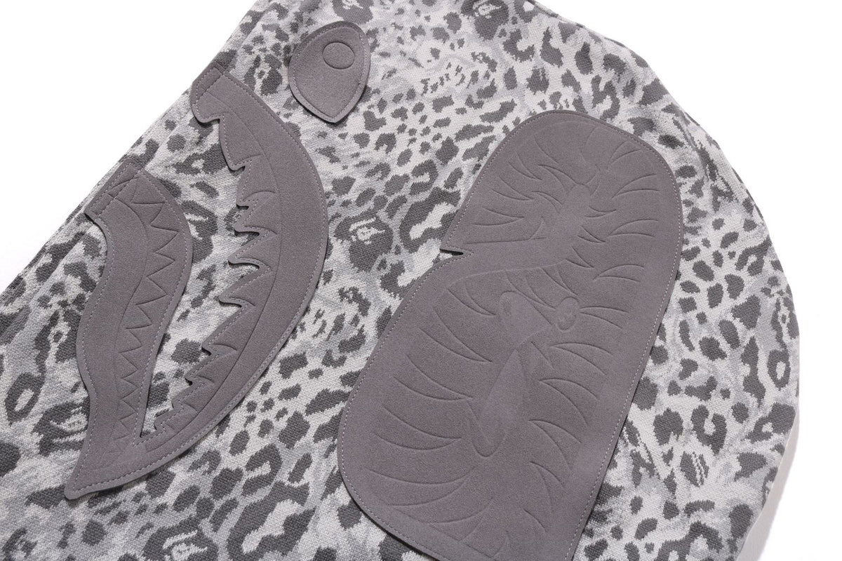 WILD LEOPARD PATTERN SHARK RELAXED FIT FULL ZIP HOODIE