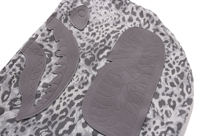 WILD LEOPARD PATTERN SHARK RELAXED FIT FULL ZIP HOODIE