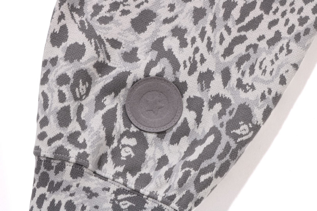 WILD LEOPARD PATTERN SHARK RELAXED FIT FULL ZIP HOODIE