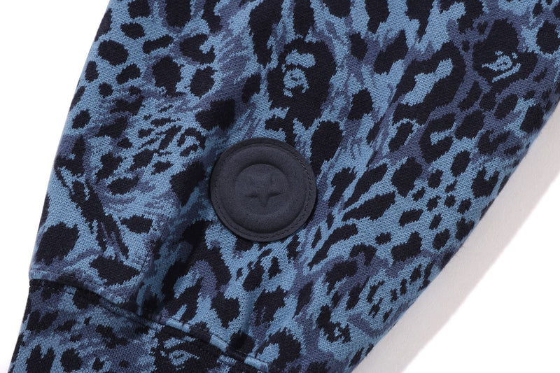 WILD LEOPARD PATTERN SHARK RELAXED FIT FULL ZIP HOODIE