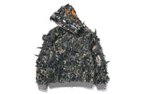 TREE EDGE CAMO LASER CUT CROPPED SHARK FULL ZIP HOODIE
