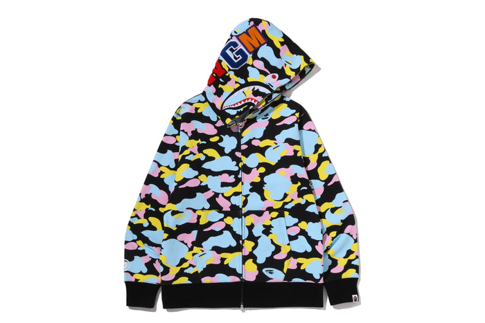 MULTI CAMO SHARK FULL ZIP HOODIE
