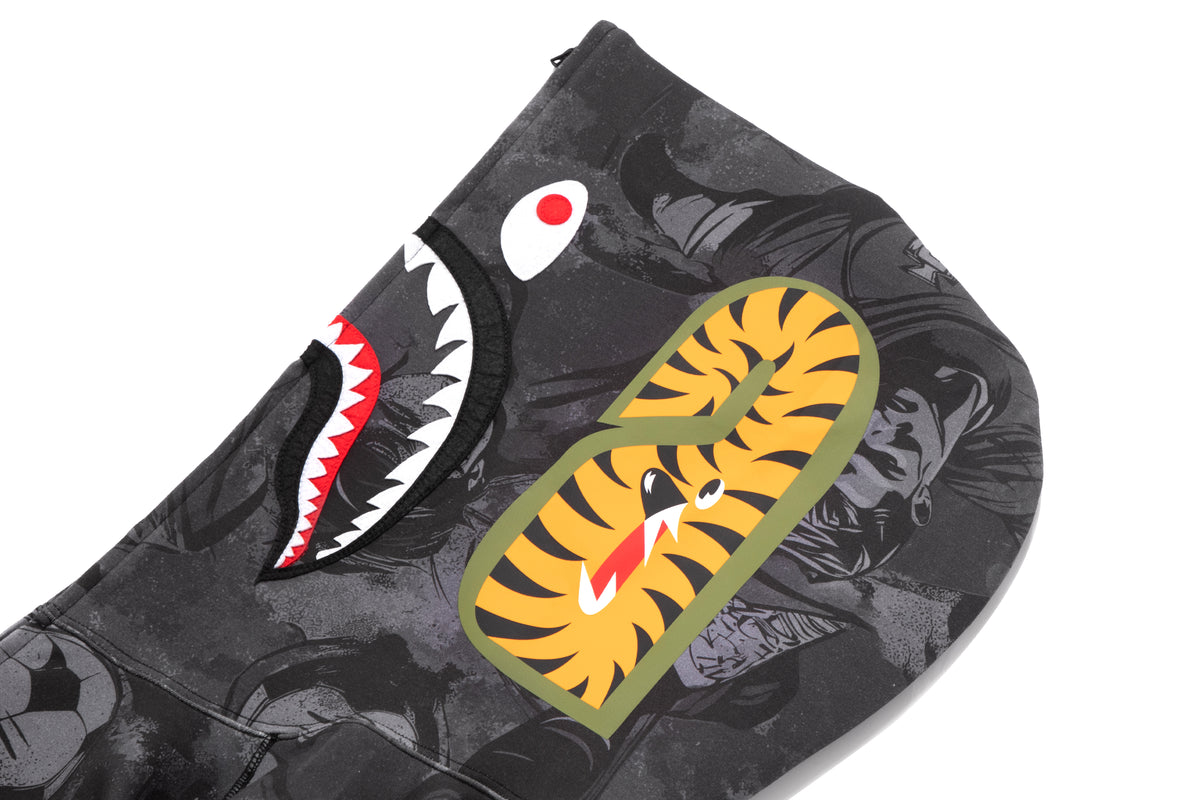 BAPE X CR7 LIFE ALL OVER PRINT LOGO RELAXED FIT SHARK HOODIE