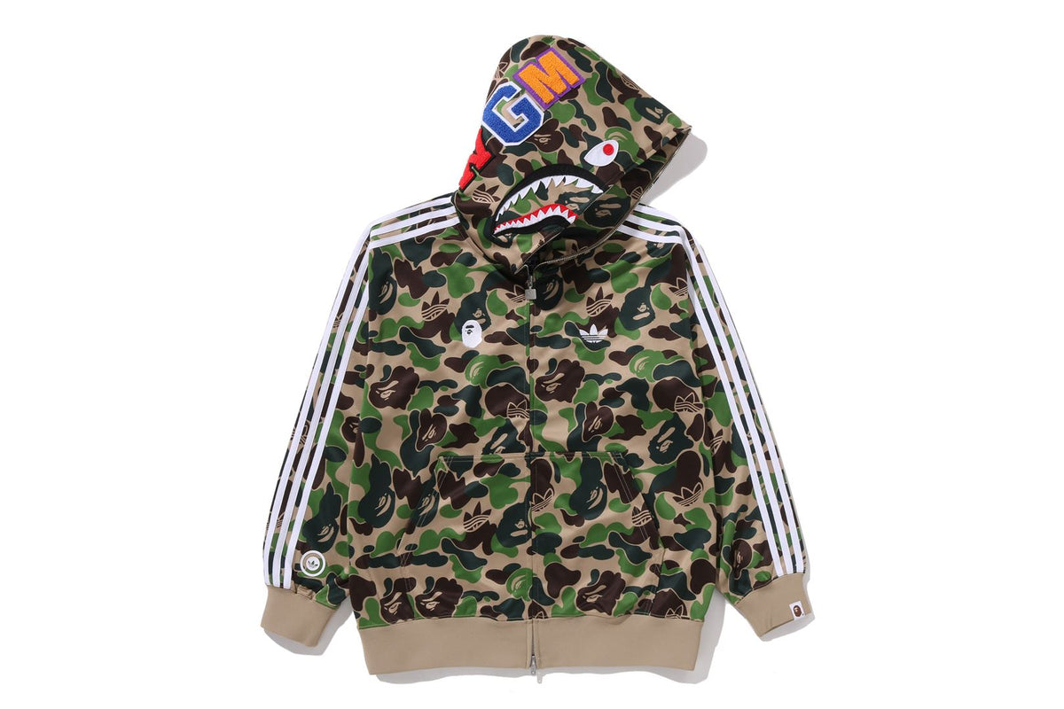 BAPE X ADIDAS RELAXED FIT TRACK CAMO SHARK FULL ZIP HOODIE