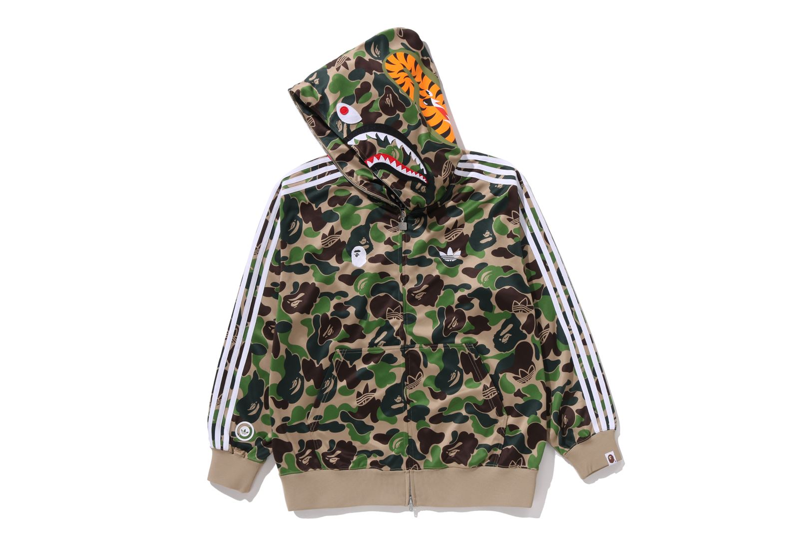 トップス BAPE X ADIDAS CAMO SHARK FULL ZIP HOODIE adidas x BAPE Relaxed Fit Track Camo Shark Full Zip Hoodie Green
