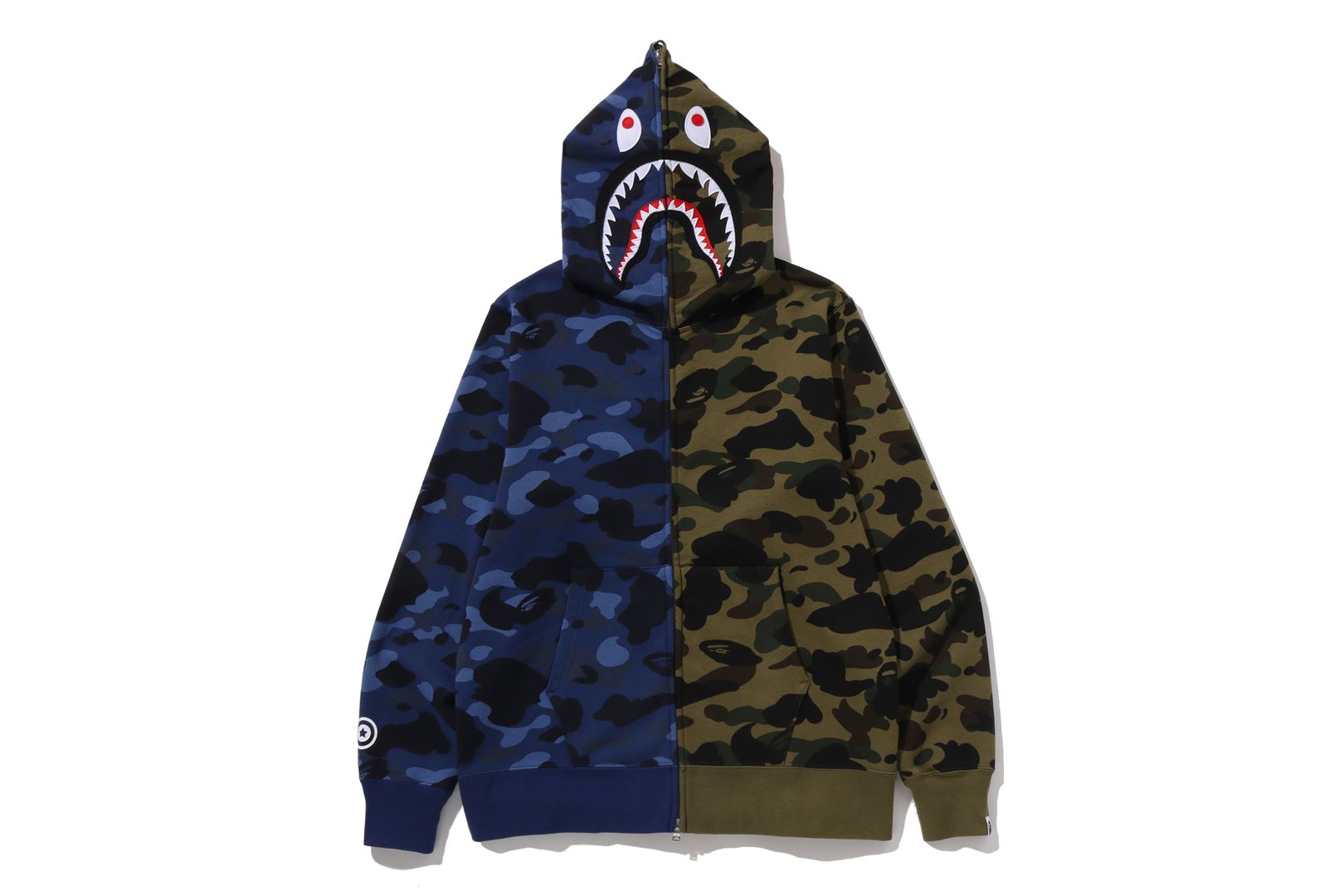 A BATHING APE® Split Camo Shark Full Zip Hoodie | Bape official