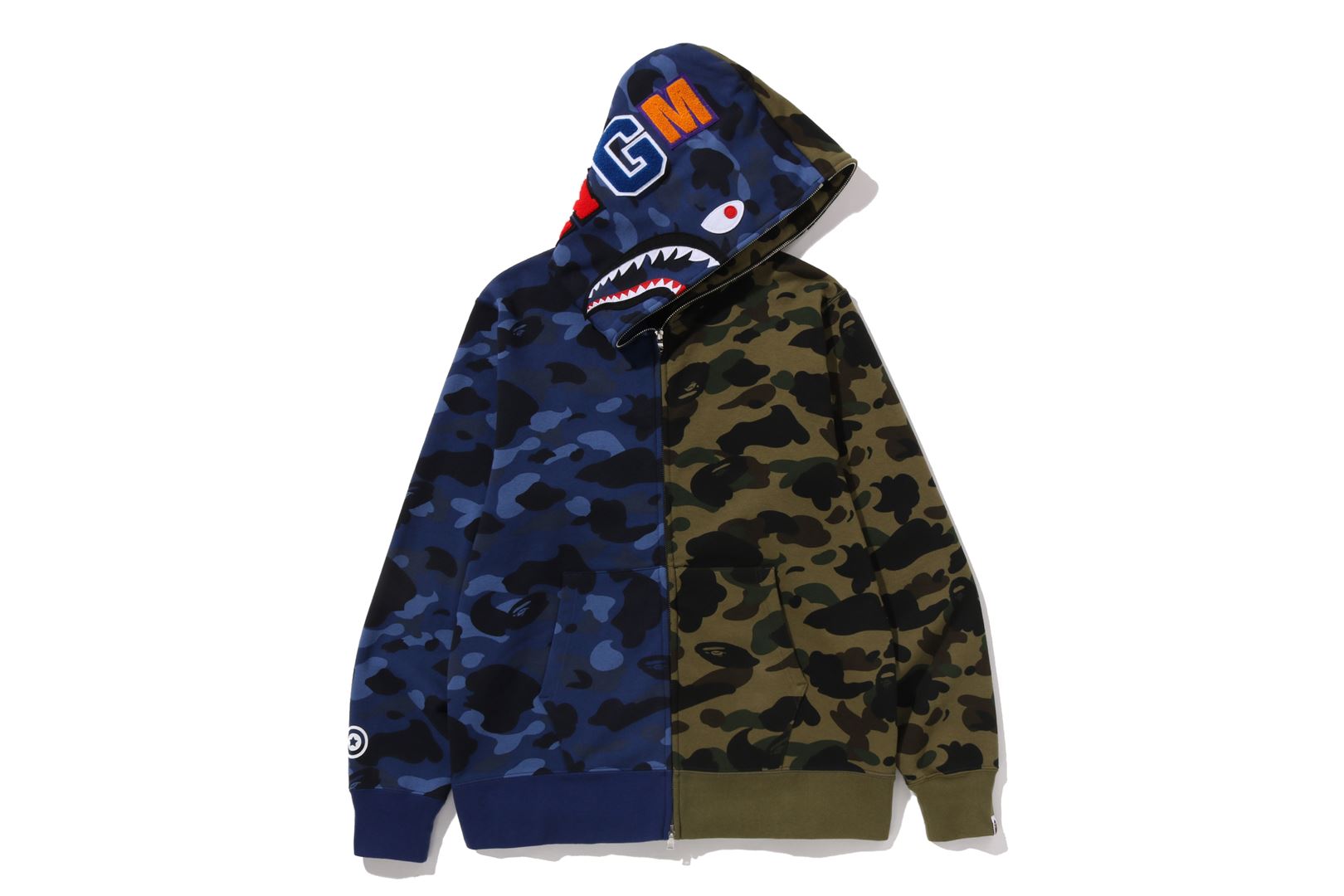 A BATHING APE® Split Camo Shark Full Zip Hoodie | Bape official
