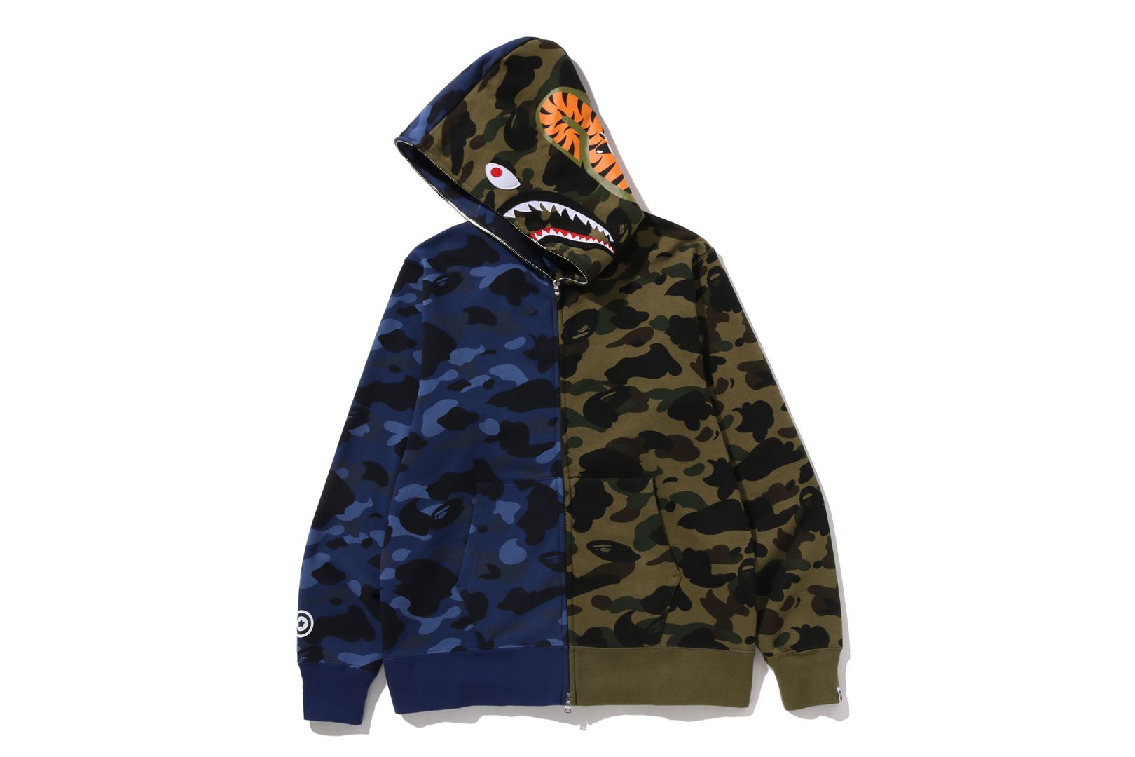 A BATHING APE® Split Camo Shark Full Zip Hoodie | Bape official