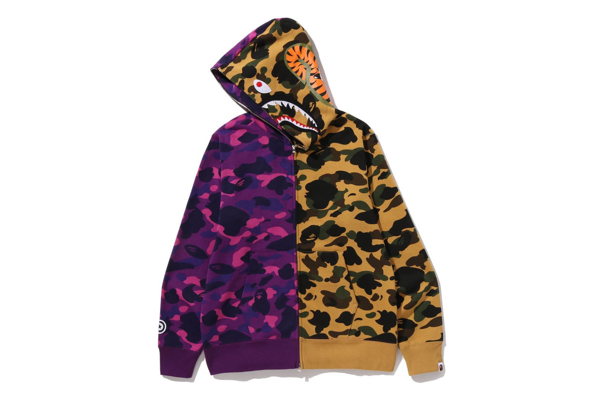 SPLIT CAMO SHARK FULL ZIP HOODIE