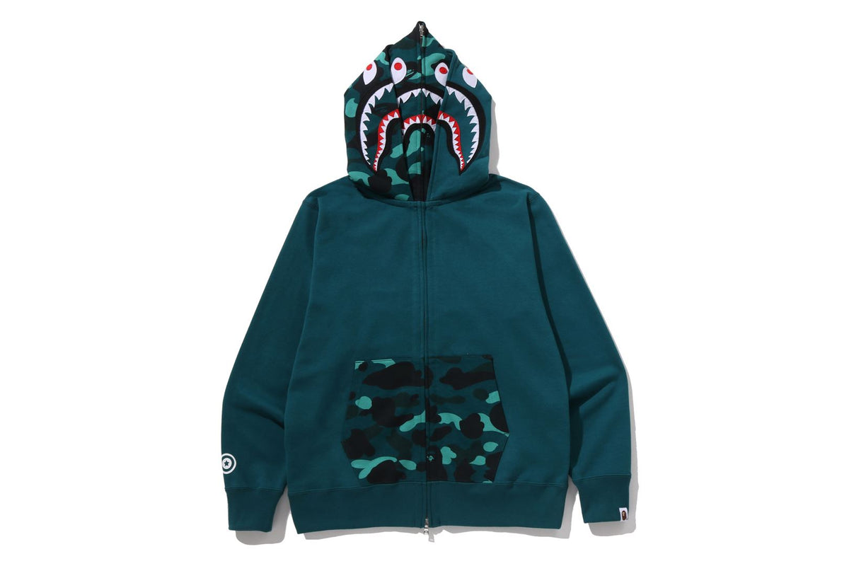COLOR CAMO SHARK FULL ZIP DOUBLE HOODIE
