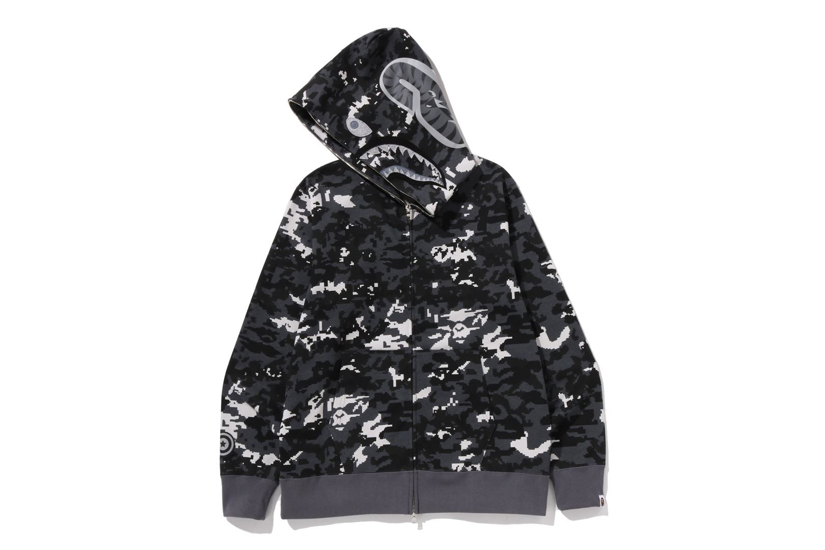 A BATHING APE® Multi Pixel Camo Shark Regular Fit Full Zip Hoodie