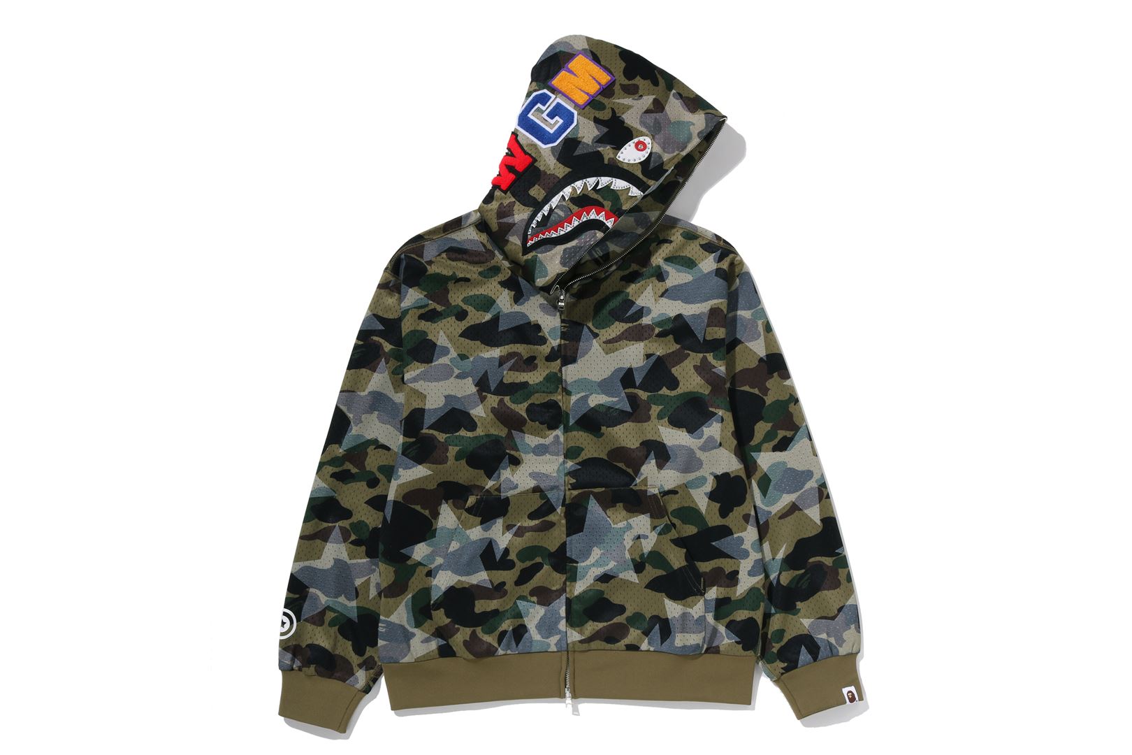 A BATHING APE® STA Over Print 1st Camo Mesh Shark Cropped Fit Full