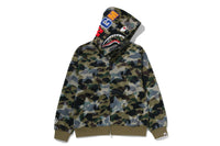 STA OVER PRINT 1ST CAMO MESH SHARK CROPPED FIT FULL ZIP HOODIE