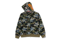 STA OVER PRINT 1ST CAMO MESH SHARK CROPPED FIT FULL ZIP HOODIE