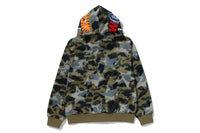 STA OVER PRINT 1ST CAMO MESH SHARK CROPPED FIT FULL ZIP HOODIE