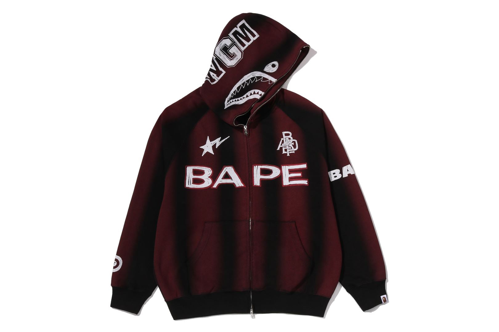 り*様 A BATHING APE BAPE ジップフーディー A BATHING APE® Hand Draw Football Shark Relaxed Fit Full Zip
