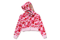 ABC CAMO CRYSTAL STONE SHARK CROPPED FULL ZIP HOODIE LADIES