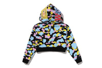 NEW MULTI CAMO SHARK CROPPED FULL ZIP HOODIE LADIES