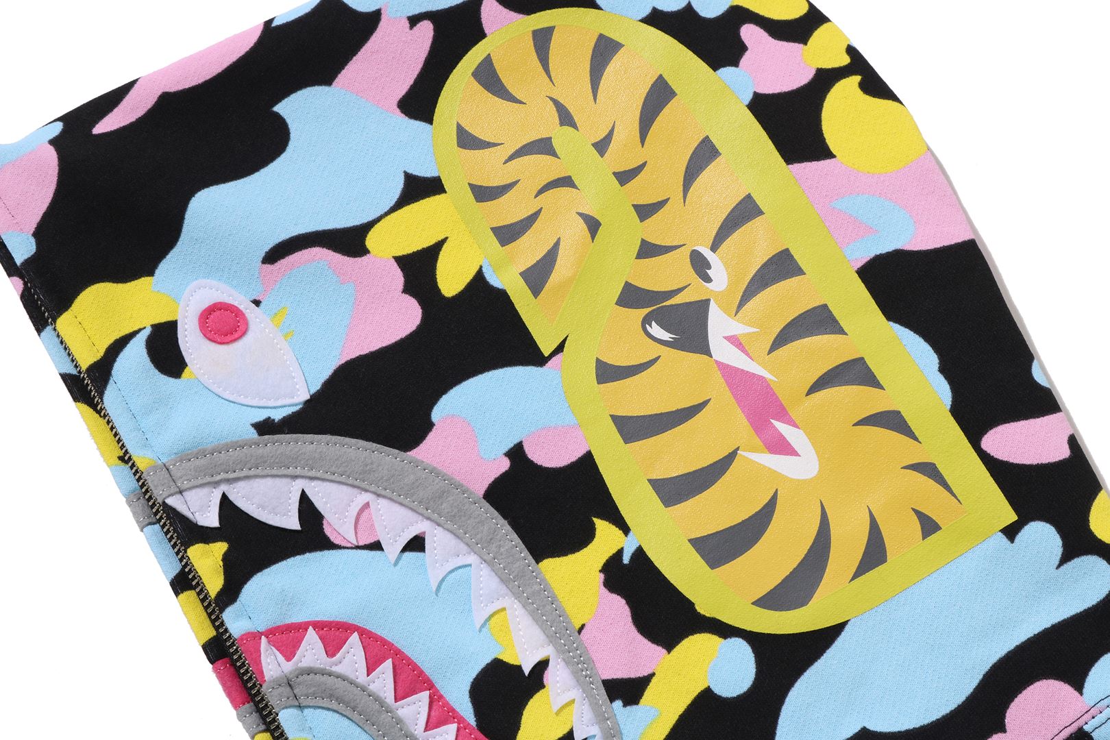 A BATHING APE® New Multi Camo Shark Cropped Full Zip Hoodie | Bape