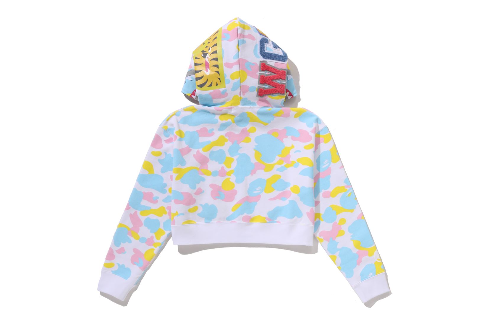 A BATHING APE® New Multi Camo Shark Cropped Full Zip Hoodie | Bape