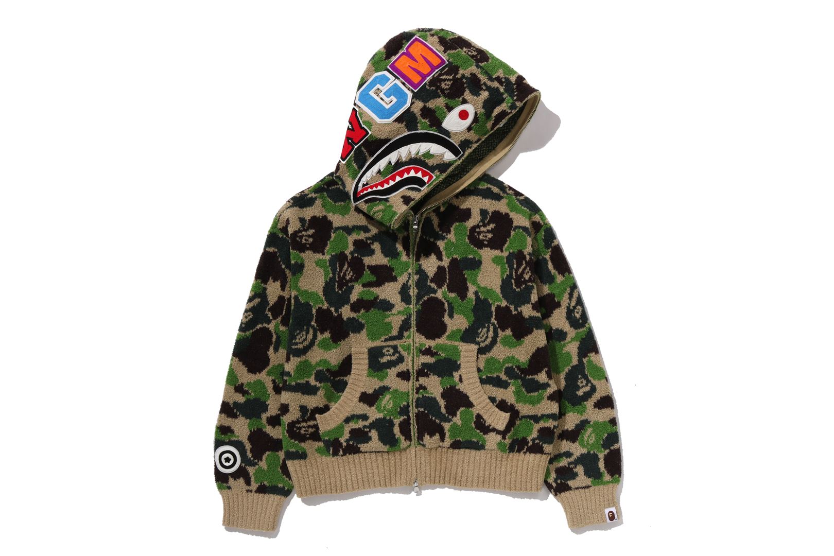 A BATHING APE® Abc Camo Towel Jacquard Shark Cropped Full Zip