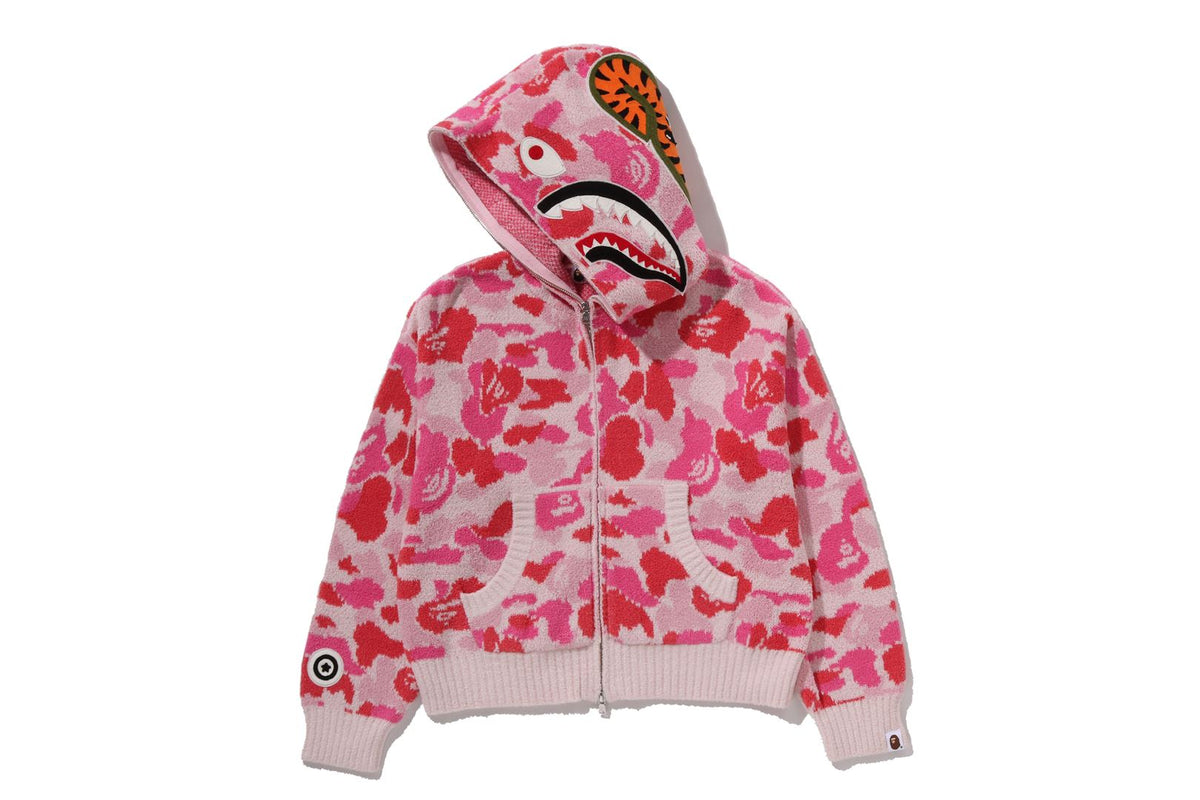 ABC CAMO TOWEL JACQUARD SHARK CROPPED FULL ZIP HOODIE LADIES