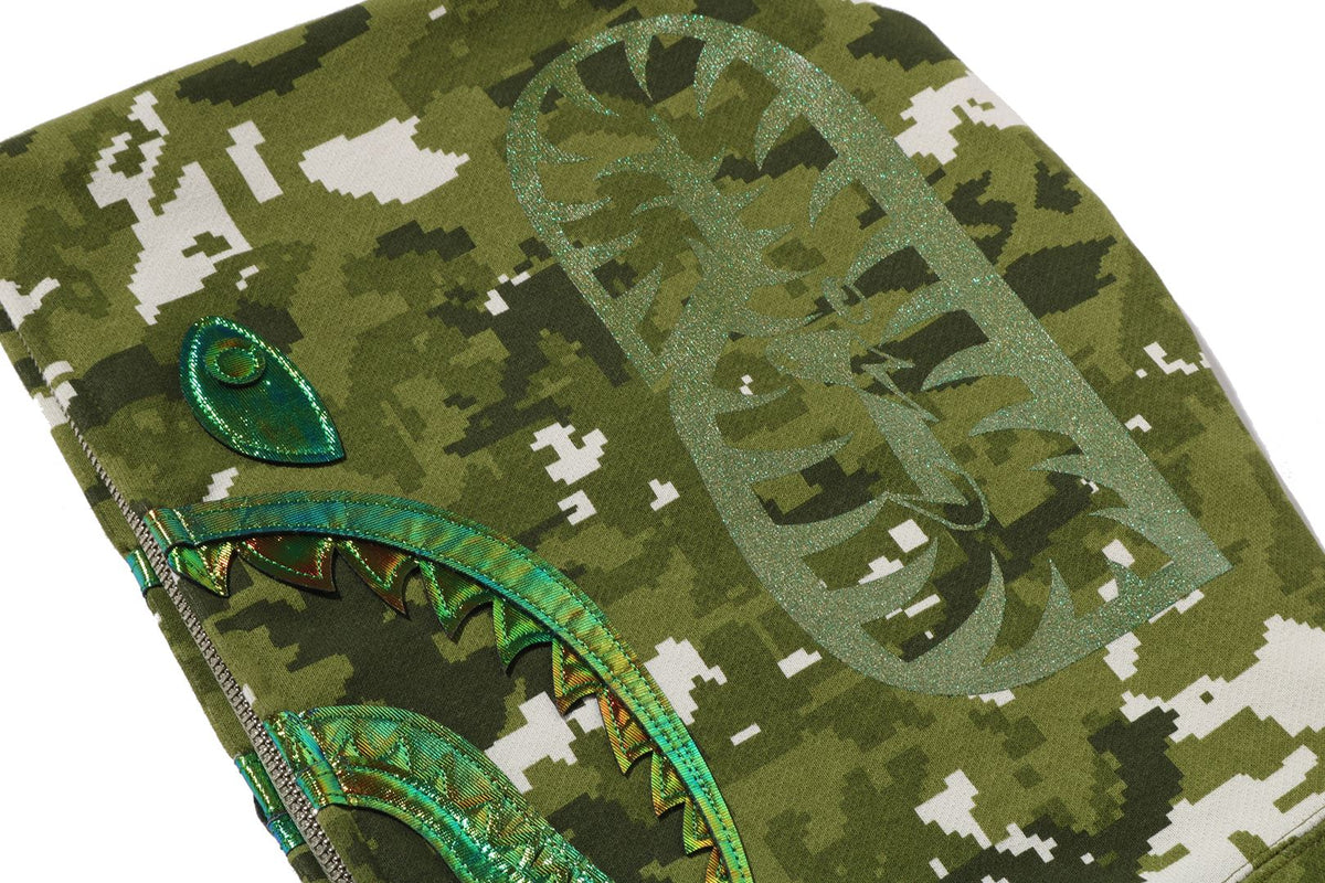 MULTI PIXEL CAMO SHARK FULL ZIP HOODIE LADIES