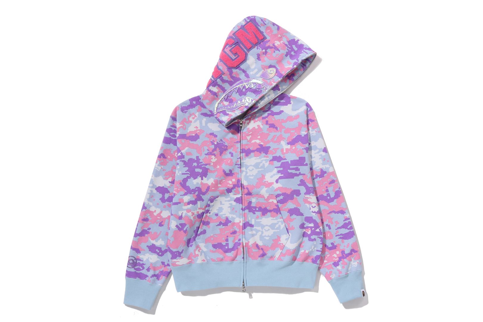 A BATHING APE® Multi Pixel Camo Shark Full Zip Hoodie | Bape
