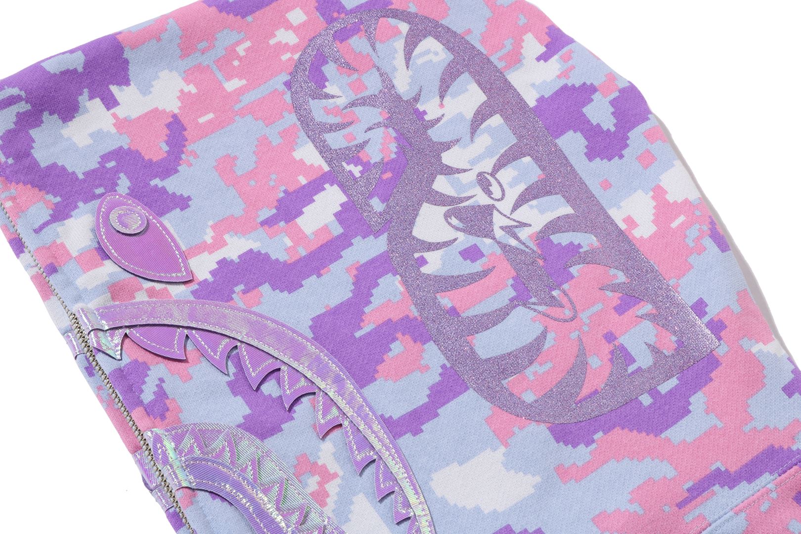 A BATHING APE® Multi Pixel Camo Shark Full Zip Hoodie | Bape