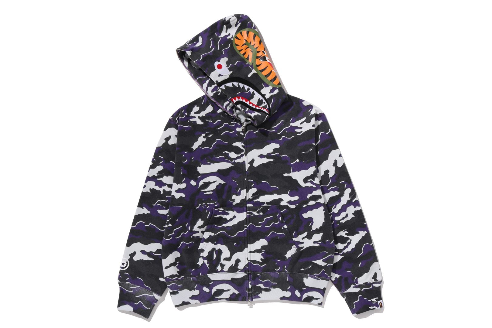 トップス 5351 GRAPHIC CAMO SKIPPER BL A BATHING APE® Glitch Woodland Camo Shark Full Zip Hoodie | Bape